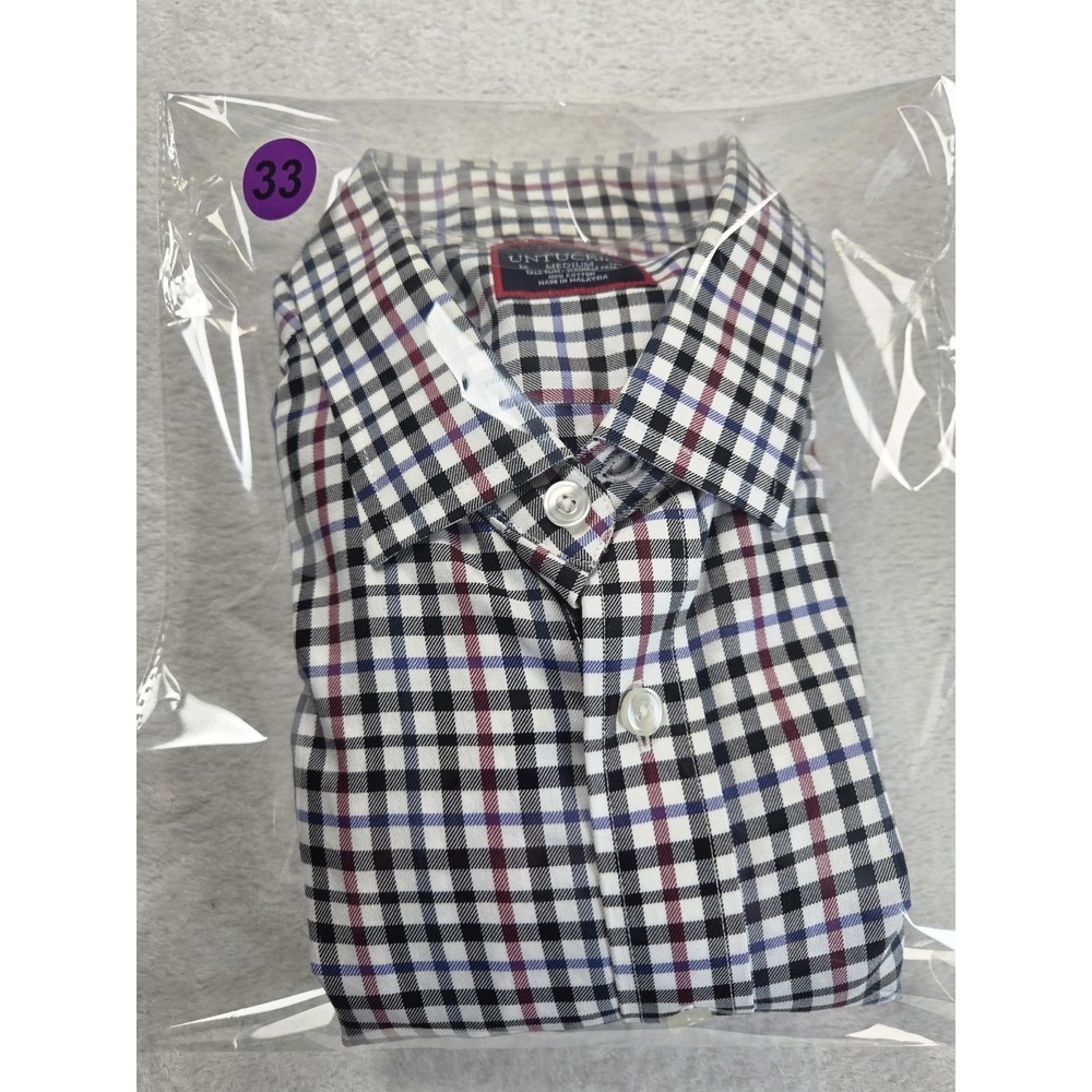 UNTUCKit Shirt Mens Medium Slim Tall Terravant Plaid Button Down Wrinkle Free - Picture 8 of 8